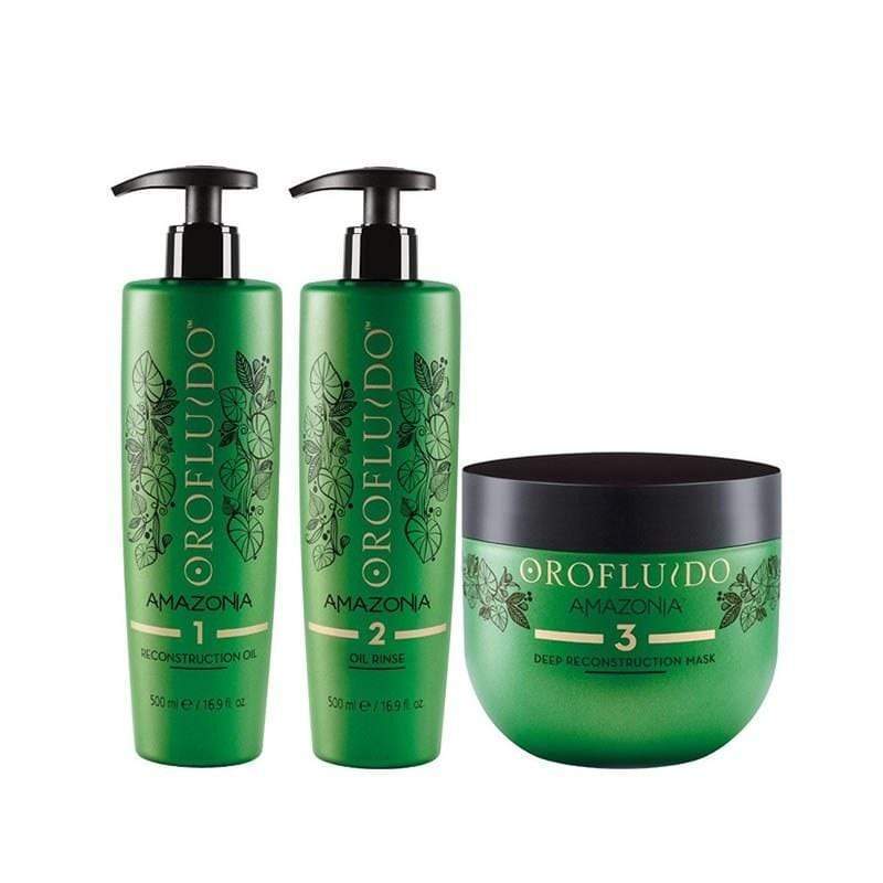 Orofluido Amazonia Kit 3 Prodotti Ricostruzione Capelli alla Cheratina